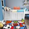 Sports Balls Play Rug for Kids Bedroom, Soccer, Basketball, Football, and Tennis Ball Carpet, Non-Slip Playroom Floor Mat