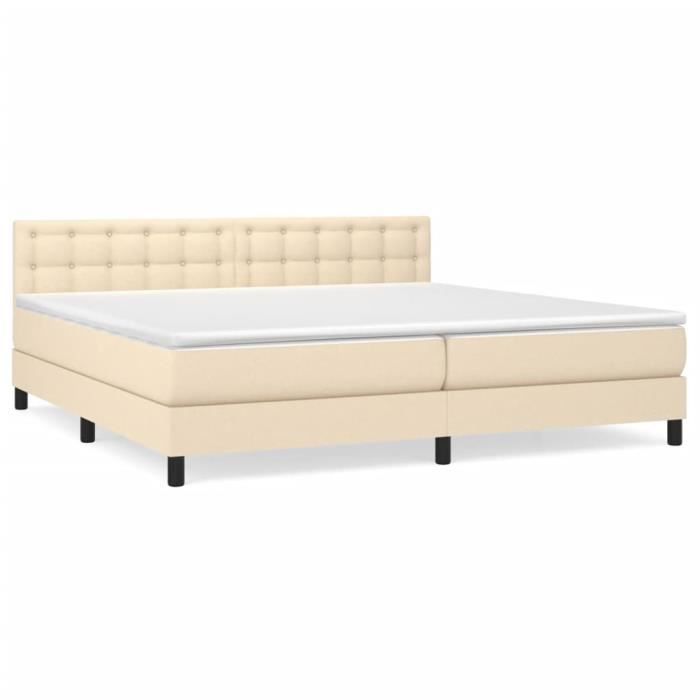 3140406 vidaXL Lit à sommier tapissier avec matelas Crème 200x200 cm Tissu