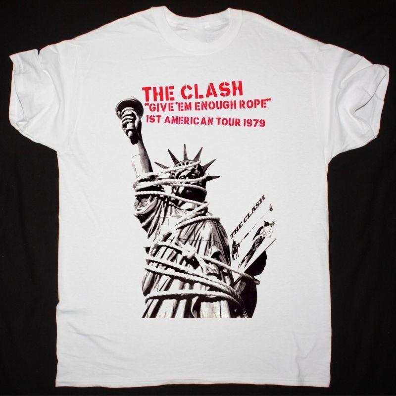 

THE CLASH GIVE EM ENOUGH ROPE TOUR 1979 T-Shirt Cotton White Men Unisex T-Shirt M