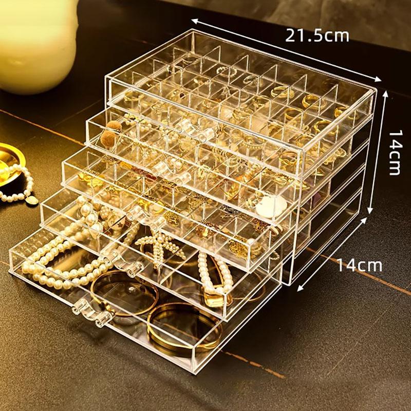 Drawer Jewelry Box Storage for Women Plastic Jewelry Boxes Organizer Ring Necklace Bracelet Earrings Transparent Display Stand
