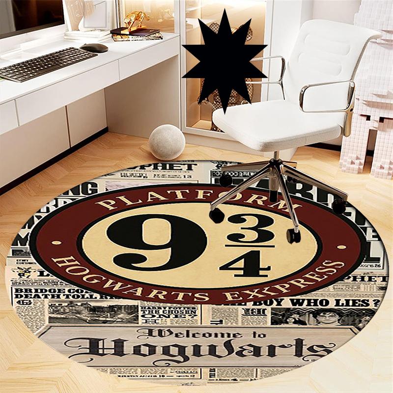 Harry Potter Printed Round Rug Carpet Chair Rug Area Rug Entryway Doormats,for Office Chair Living Room Bedroom Kitchen Room.