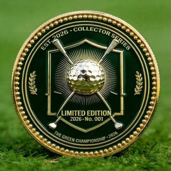 Moneda Conmemorativa de Golf 2026 Moneda de Colección Challenge Coin Recuerdo Metálico de Golf para Amantes del Golf Coleccionistas Deportivos
