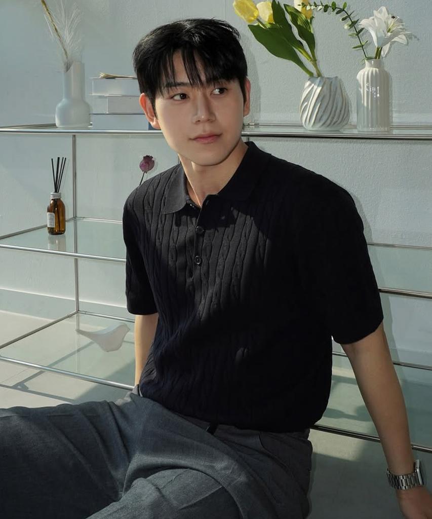 MINDBRIDGE [Set][On][Select Collar Or Round Neck] Linen-Like Cable Oversized Short Sleeve Knit - 6 Colors (Type A)