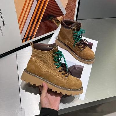 British Style Fashionable Low-Top Short Boots Round Head Platform Classic Martin Boots Women