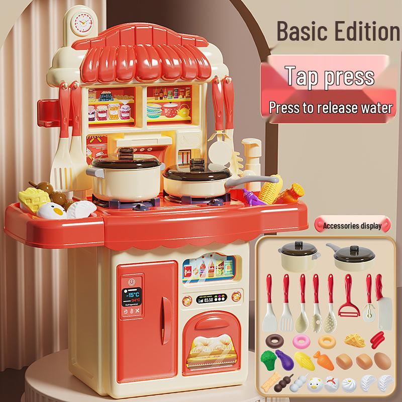 Playhouse Kitchen & Dining Table Set with Spray Light – Realistic Cooking Toys for Girls.