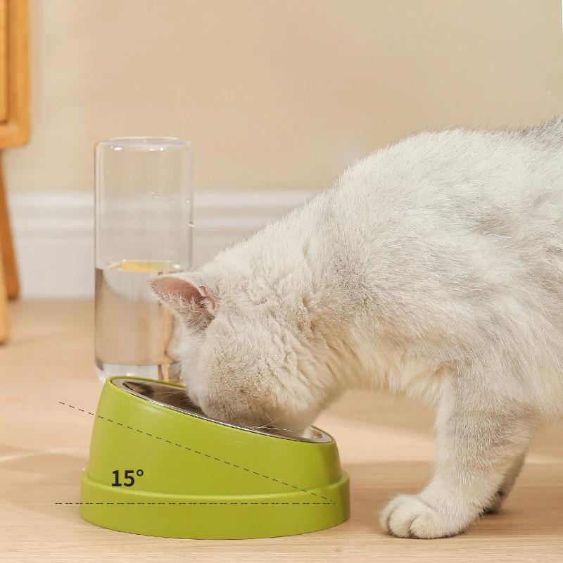 1 PCS Cat Bowl Pet Feeder Dog Cat Food Bowl And Water Dispenser Double Bowl Large Capacity Feeder Dish