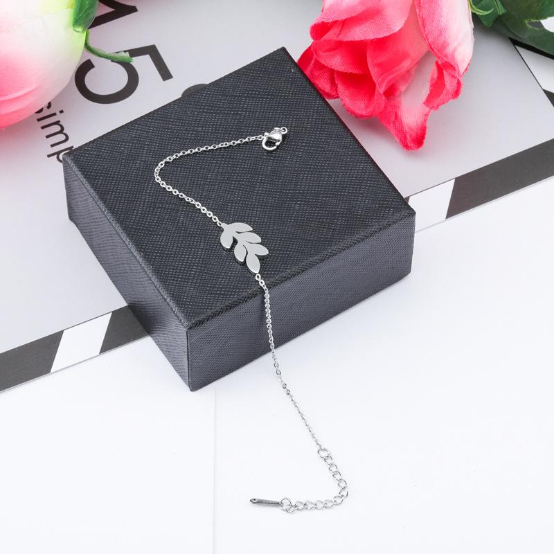 

Титановый стальной браслет Мужской женский лист Оливковые ветки Ручные украшения белый