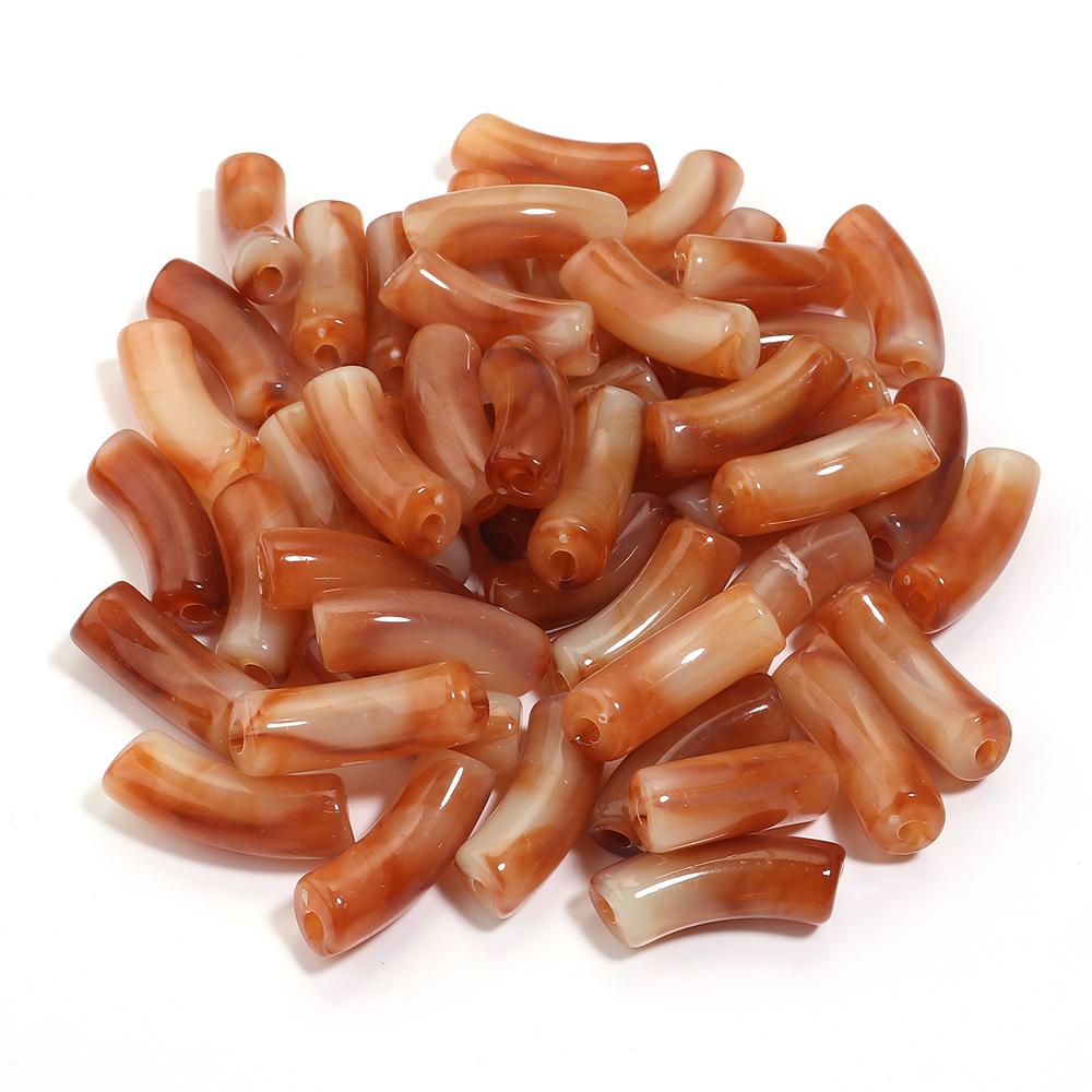 20pcs 35x11mm Acrylic Curved Tube Beads Dual Color Loose Beads For Jewelry Making DIY Handmade Necklace Bracelets Accessories