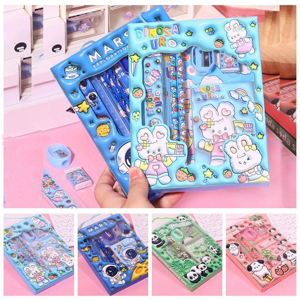 6Pcs/Set Erasers Stationery Set Stationery Study Stationery Set Cute Children's Pencils  Gift