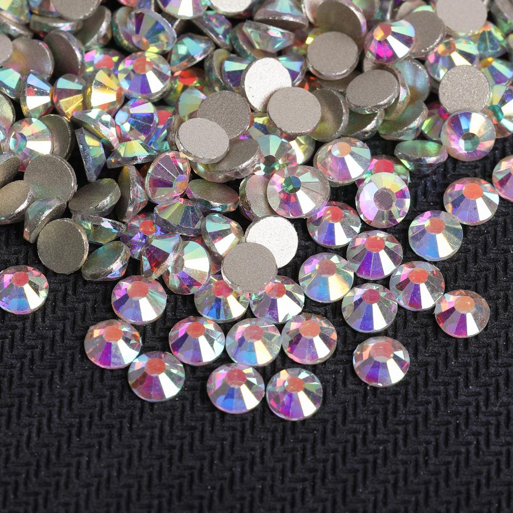 Wei Chen Rhinestone White Ab Color Flat Bottom Diamond Glue Bare Crystal Glass Fabric Clothing Nail Art Decoration