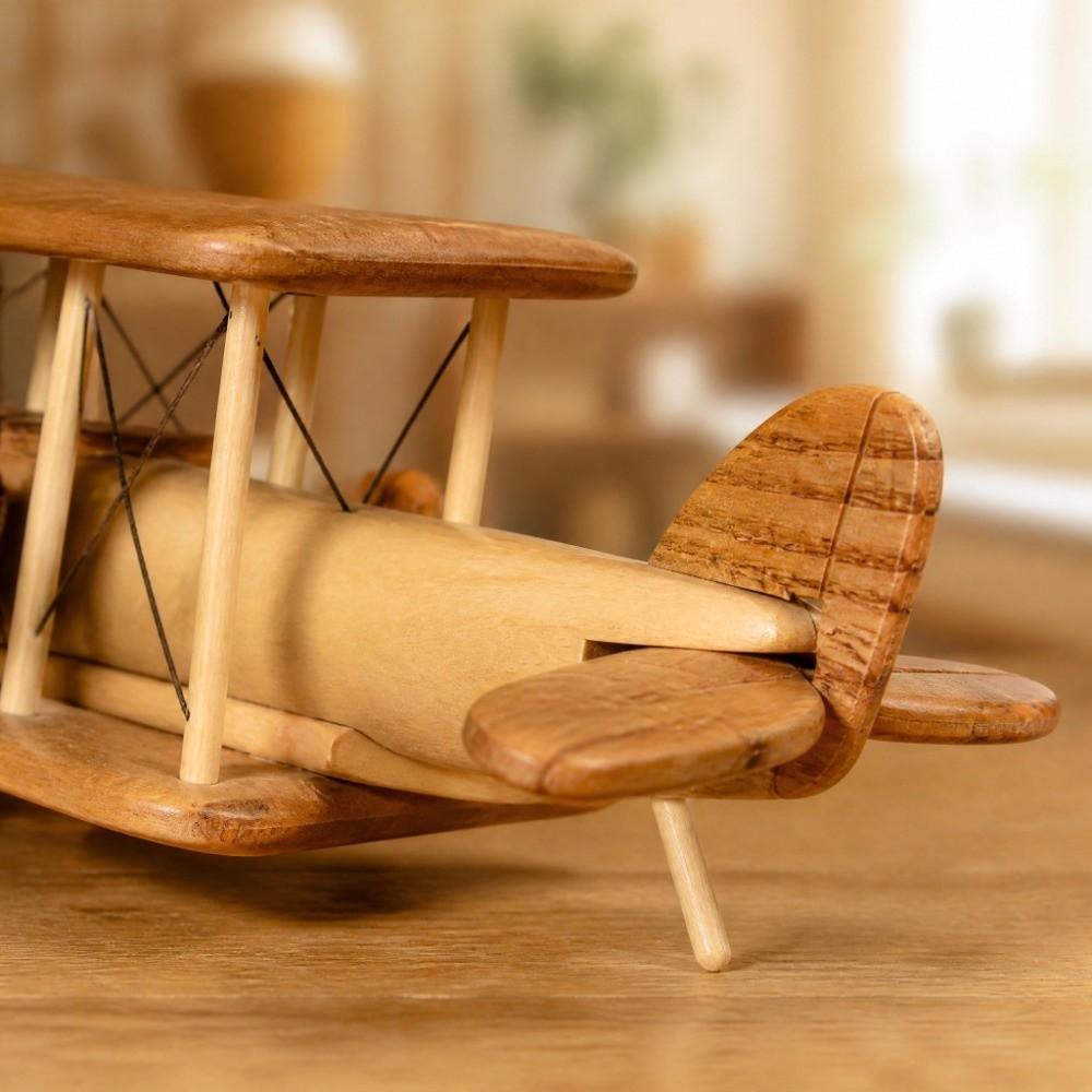 Small Size Wooden Airplane Model Wood Desk Display Model Gift for Collectors