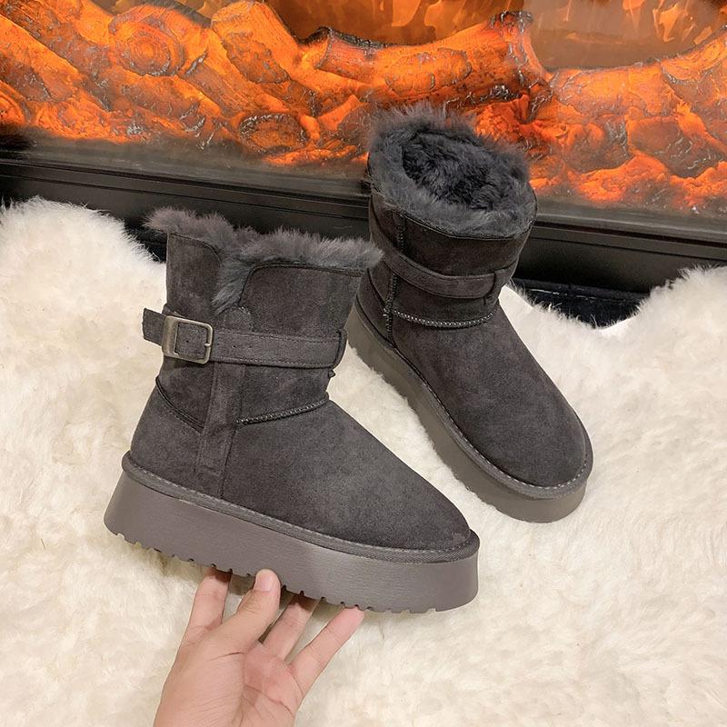 Northeast thick-soled snow boots women's 2025 winter new velvet thickened warm boots fur integrated snow cotton shoes