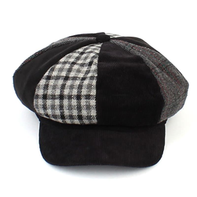 Universal Chemistry Patchwork Corduroy Black Newsboy Cap