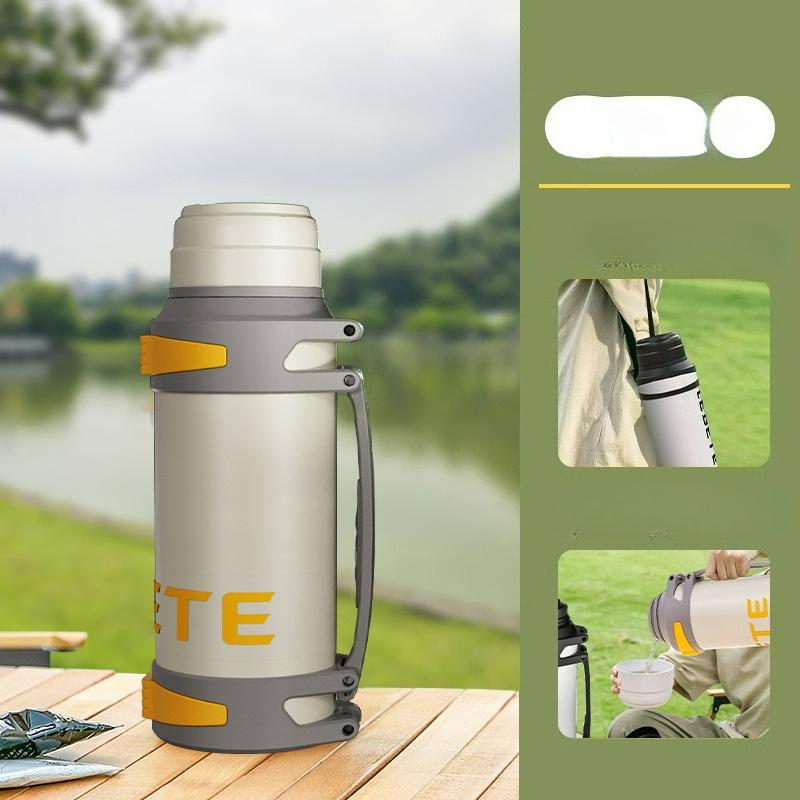 

Large-capacity Insulated Water Bottle 304 Stainless Steel Car Outdoor Travel Pot 5 Liters Insulated Water Cup for Men and Women 1200ML бежевый