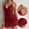 Women's Plus Size Lace Tight Fitting Clothes Sexy Transparent Pajamas Flower Lace Sheer Dress Sexy Mesh Fabric Dress Pajamas