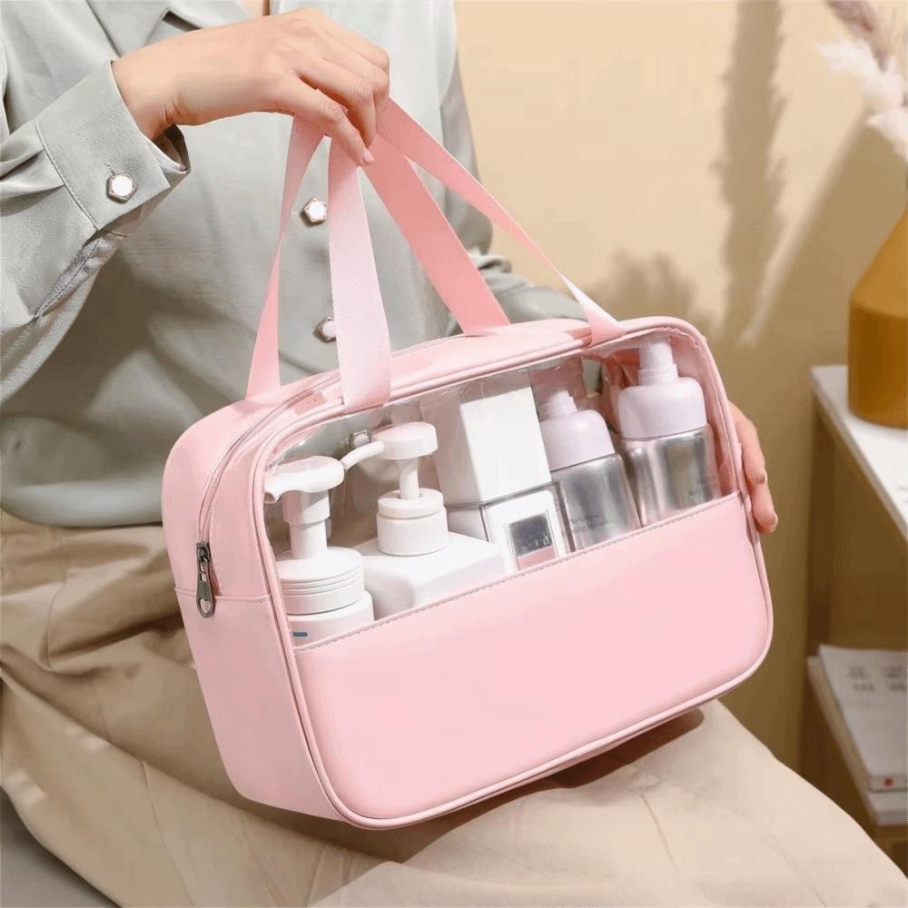 Transparent Travel Cosmetic Bag Zipper Closure Women Wash Pack Portable Toiletry Pouch  Makeup