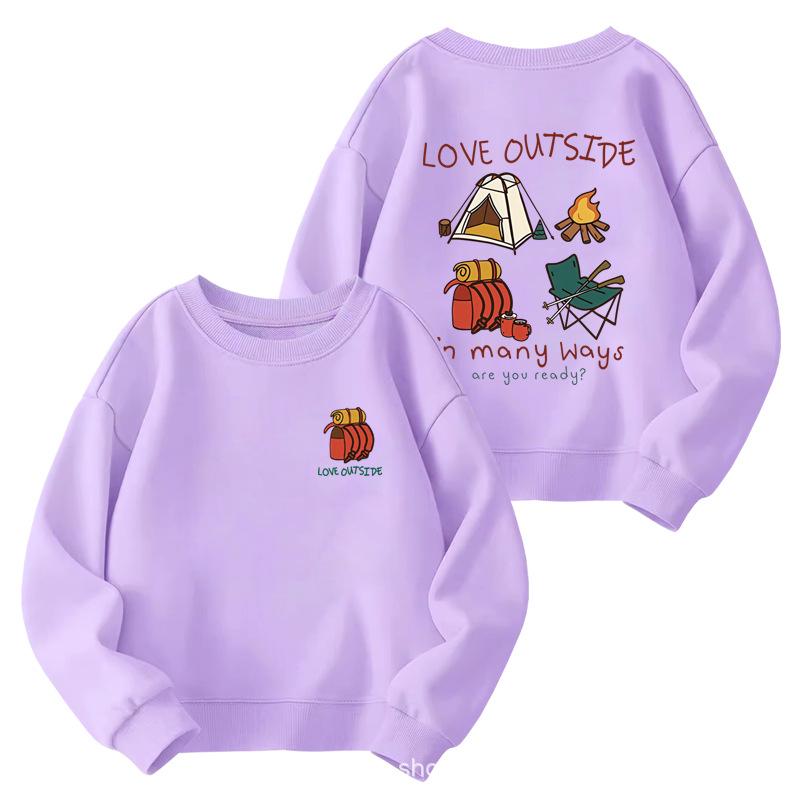 Kids' Cartoon Print Crew Neck Sweatshirt – Casual, Lightweight, Spring/Autumn 2025