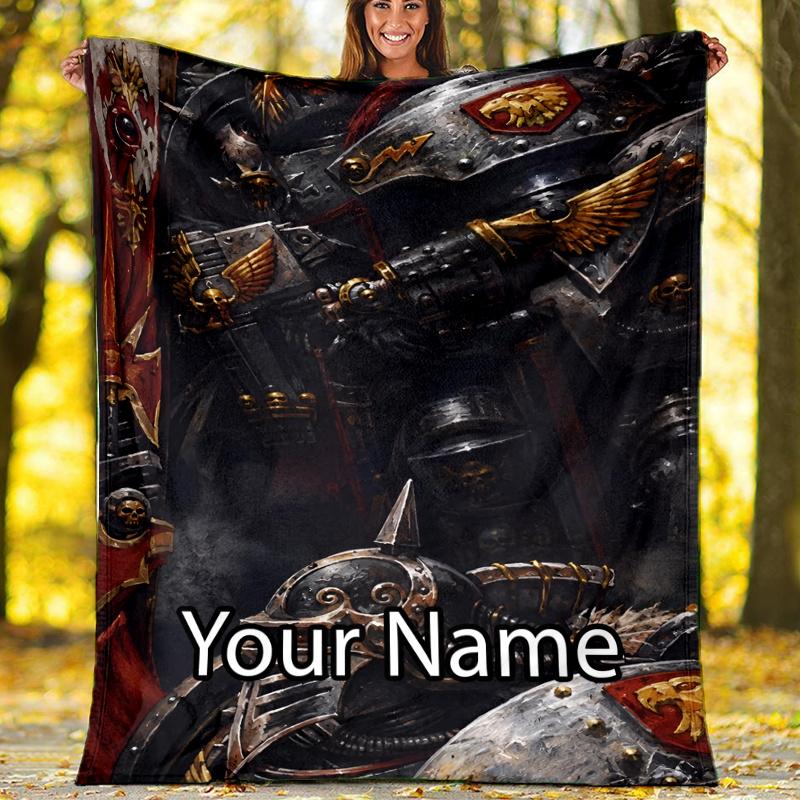 Custom Name Warhammer 40K Theme Printed Blanket - Perfect for Couch, Bed, Travel & Outdoor Use | Machine Washable, Cozy & Durable.