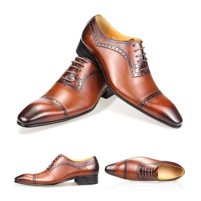 Fashion Trendy Men Shoes Dress Party Office Suit Italy Stylish Casual Business Genuine Leather Shoe for Male Oxford Lace-up Fashion Shoe