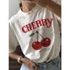 Streetwear Summer Women Fashion Cherry TShirt Cherry Print ONeck Tops Tees Floral Graphic Short Sleeve Clothing FeUnisex Casual