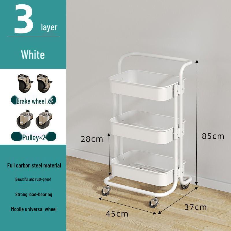 Kitchen Floor-Standing Multi-Layer Snack, Fruit & Vegetable Rotating Storage Trolley