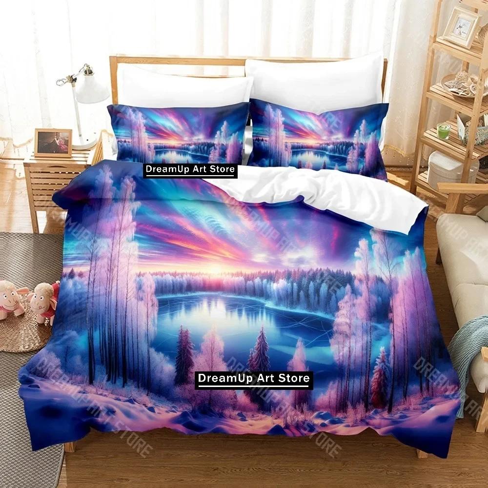 

3D Print Pink trees Artistic Landscape Bedding Set Single Twin Full Queen King Size Bed Set Adult Kid Bedroom Duvetcover Sets EU Single 90x200cm