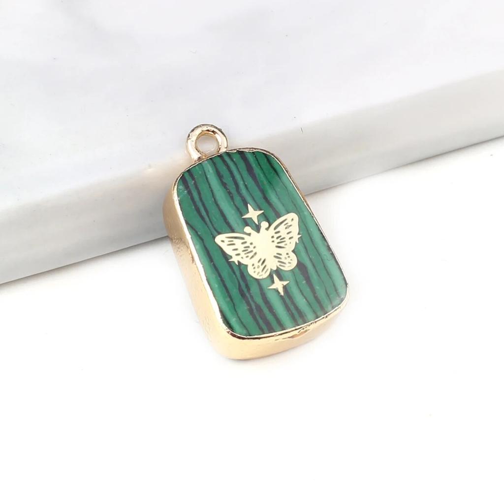 2Pcs Small Pendant Natrual Stone Rose Quartz/Malachite Cartoon Pendant For Jewelry Making DIY Earrings Bracelet Accessory