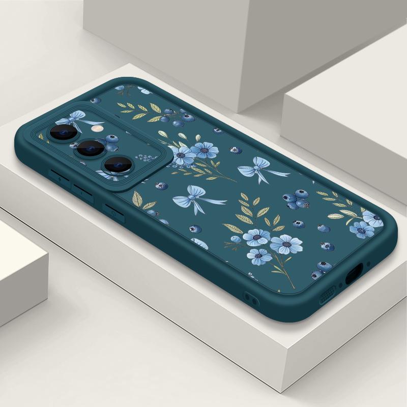 S26 Ultra Case Blueberry Bowknots Floral Cover For Samsung Galaxy S25 S24 Ultra S23 Plus S22 S21 FE A54 A15 A35 A55 A16 A26 A36 A56 A17 A37 A57 5G