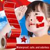 Waterproof Heart-Shaped National Flag Stickers for Kids - Five-Star Red Flag Face Stickers for National Day