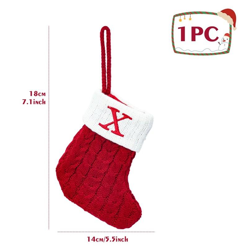 Christmas Socks Red Snowflake Alphabet Letters Knitting Stocking Christmas Tree Pendant Decoration For Home Xmas New Year Gift