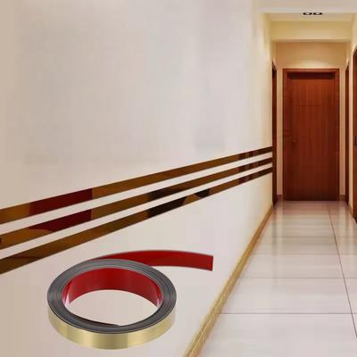 1pc 5m/196.85inMirror Self-adhesive Flat Decorative Lines Strip Stainless Steel Gold Wall Sticker Background Wall Ceiling