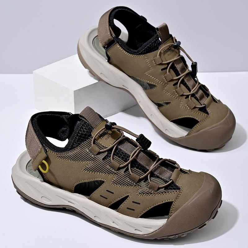 Fashion Retro Style Men's Leather Sandals Adjustable Straps Wading Aqua Shoes Comfortable Summer Sneakers Hollow Out Man Casual Footwear