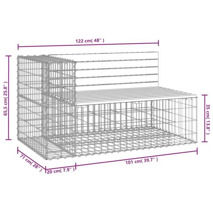 VidaXL Banc jardin design gabion 122x71x65,5 cm bois massif de douglas 834384