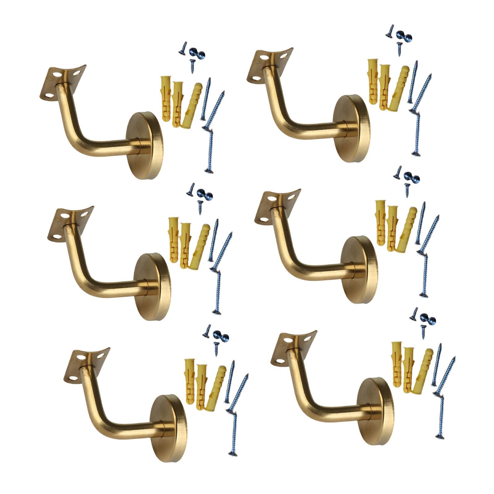 

6x Banister Support Office Shopping Mall Home Improvement Guardrail Building with Screws Hardware Stairs Hand Rail Brackets