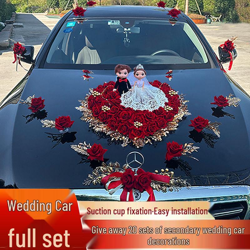 Wedding Car Decoration Set: Main & Second Car Flowers