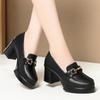 High Heels Work Shoes Black Metal Buckle Loafer Shoes Catwalk Women's Leather Shoes Single Shoes Dancing Shoes Elegant Fashion