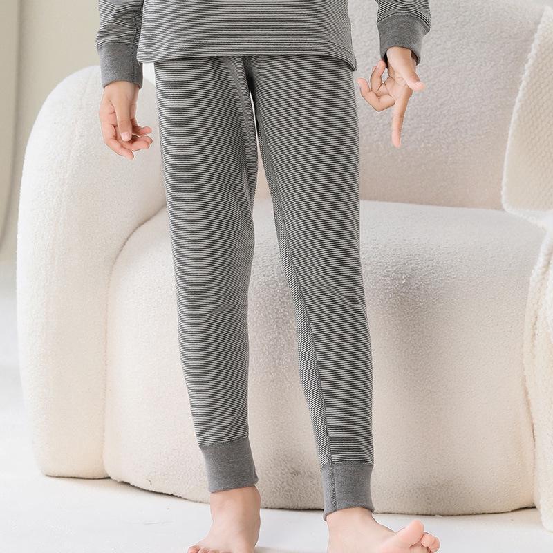 Kinder Nahtlose Gestreifte Warme Hosen: Jungen- & Mädchen- Herbst/Winter- Basisschicht- Nachtwäsche für Teenager