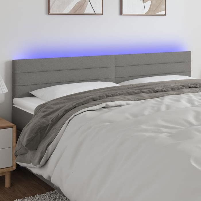VidaXL LED Headboard Bedroom Furniture Double Bed Accessory Head of Bed Frame Interior Dark Grey 3121759