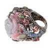 Women Party Jewelry Lizard Peony Flower Rhinestone Pattern Inlaid Ring Band