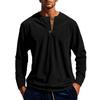 Neues Herren T-Shirt Langarm Basis Vier Knopf Cord Slim Herrenhemd