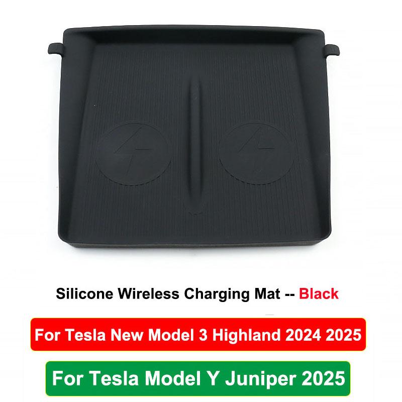 Für Tesla Model 3 Y Juniper Highland 2025 Mittelkonsolen-Armlehnenpolster Kabellose Ladefläche Bildschirm Rückspiegel Schutzrahmen