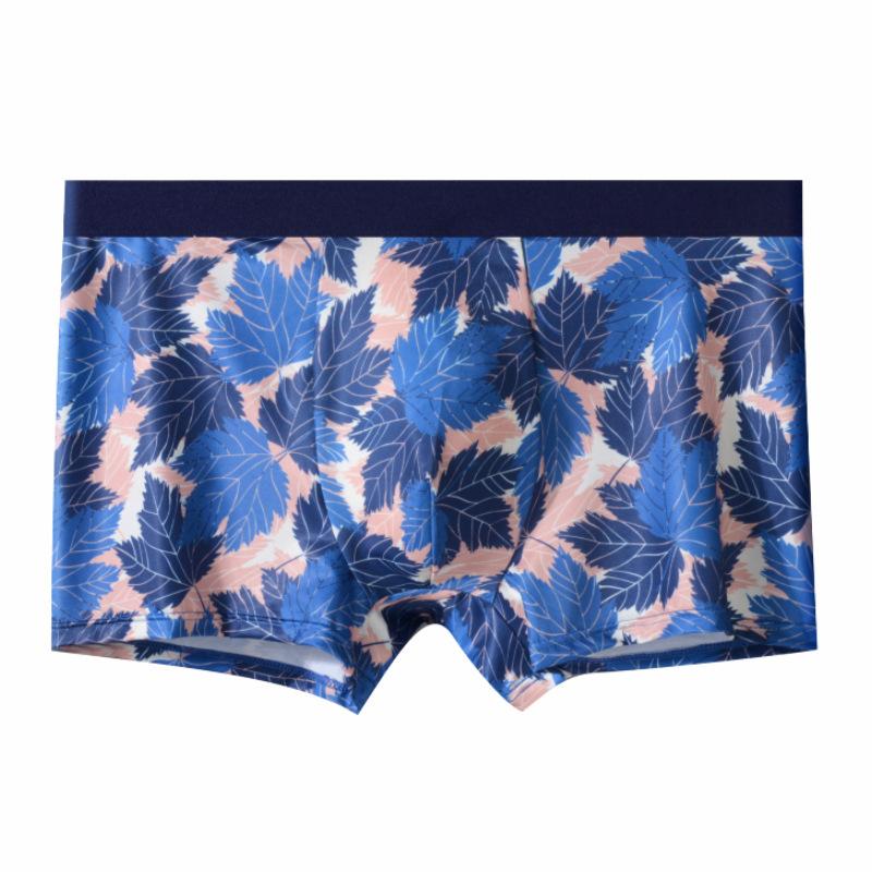 Men's  Ice Silk Underwear Flat Corner Summer Printed Thin Ice Cool Underwear