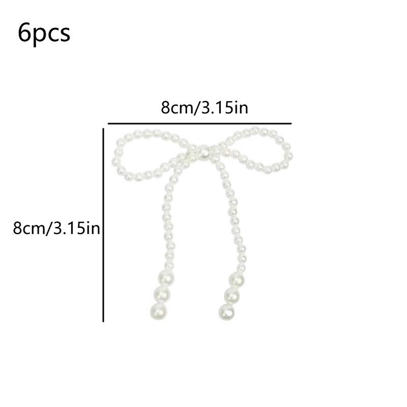 

6Pcs Hand Woven Imitation Pearl Bow Christmas Decoration Christmas Fringe Pendant Holiday Party Girls Room Decor Supplies S