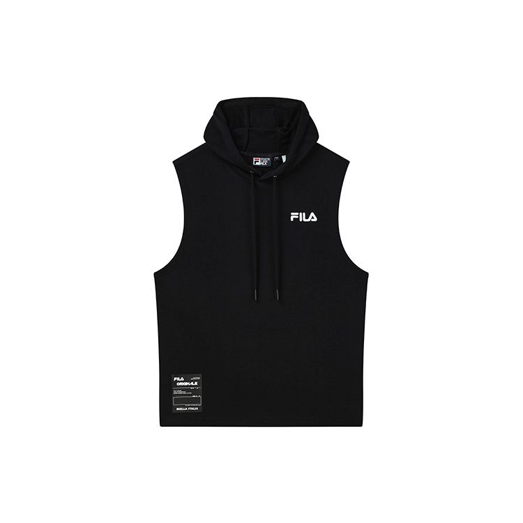 Fila Letter Hooded Sleeveless T-Shirt Men Tops Black F11M229112FBK