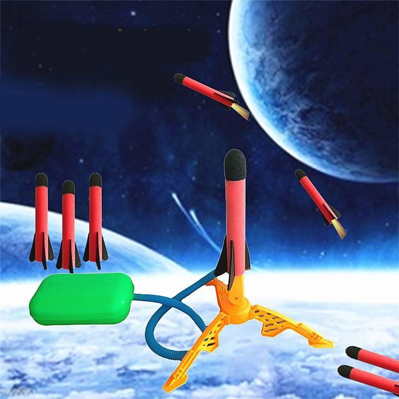 Kid-friendly Colorful Outdoor Toy Foot-powered Glowing Rocket Launcher For Fun Adventures