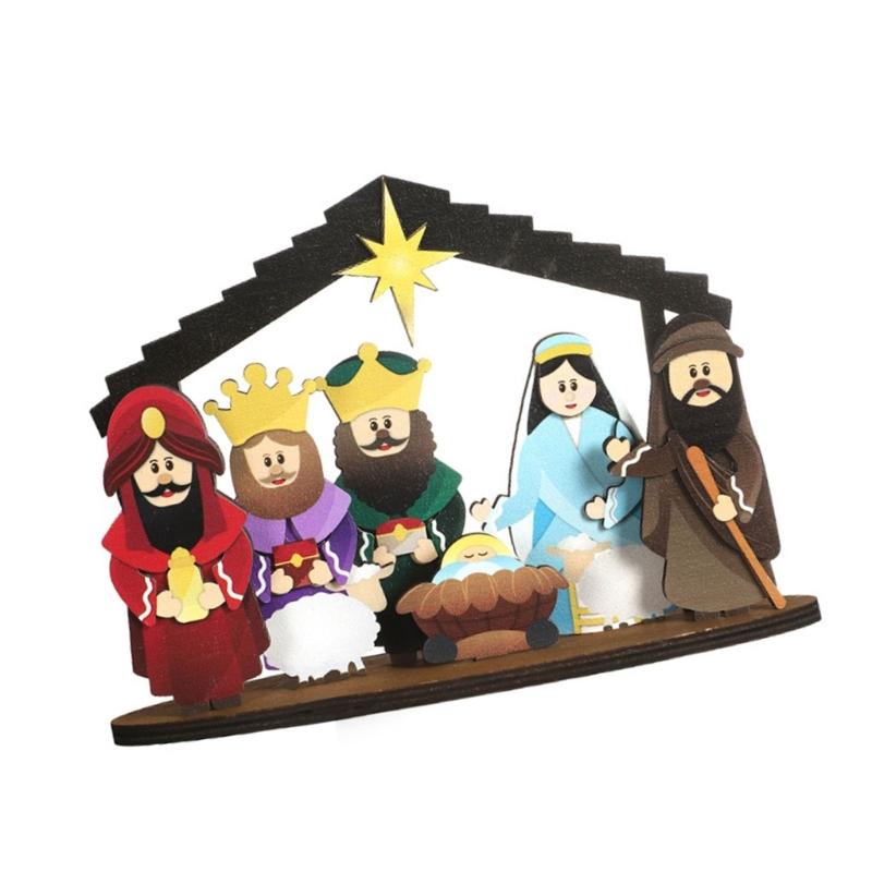 Krippenset, kleines Weihnachtskrippenset, Tischdekoration, Miniatur-Krippenornament für Weihnachtsdekorationen