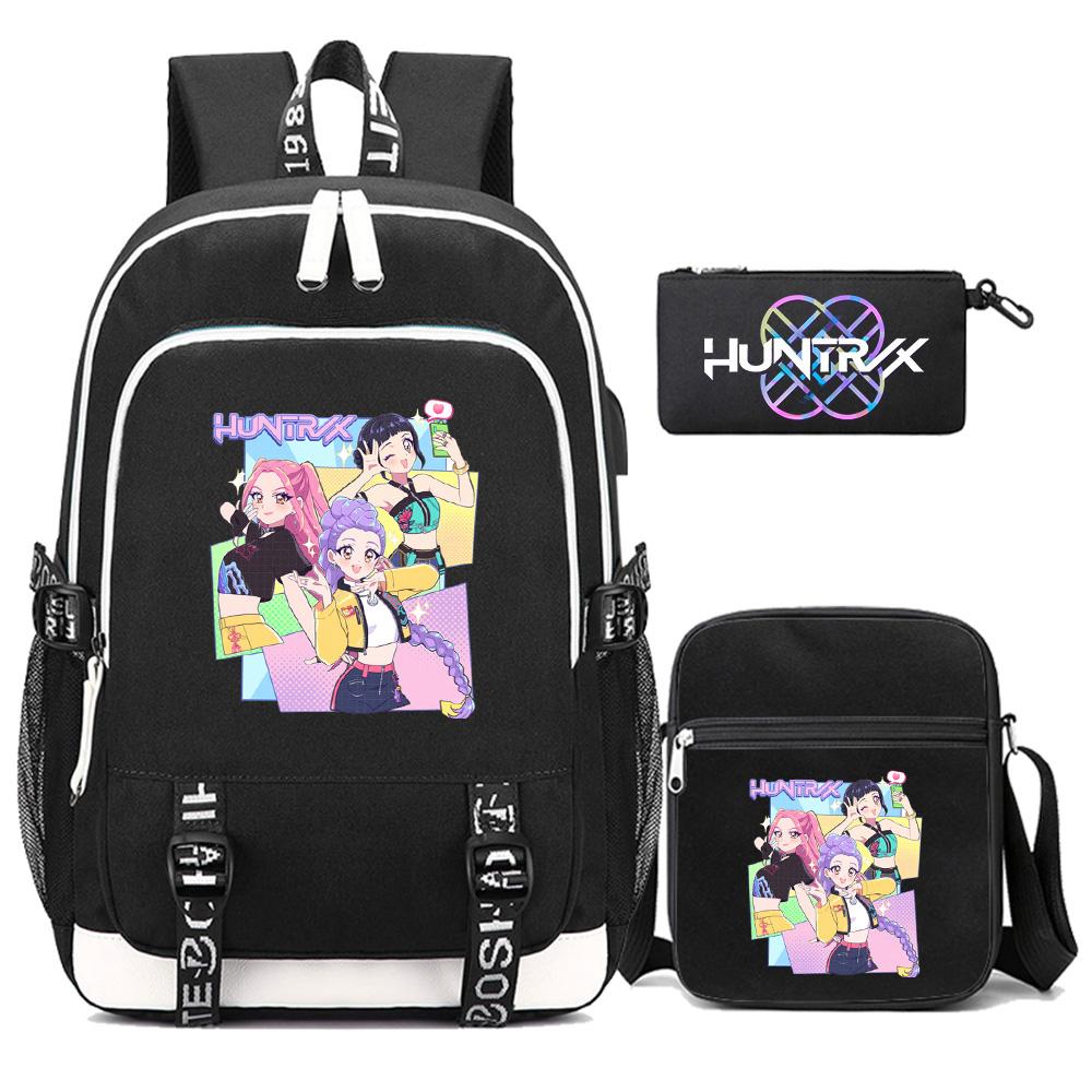 

3Pcs/set New Anime Kpop Printed Backpack with Pengcil Case Shoulder Bag for Teenager Girl Boy Bookbag Large Capacity Waterproof Travel Bag Kid Gift