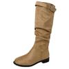 Retro suede boots women's 2025 autumn and winter new French pleated thin versatile daily stacking boots fashion boots