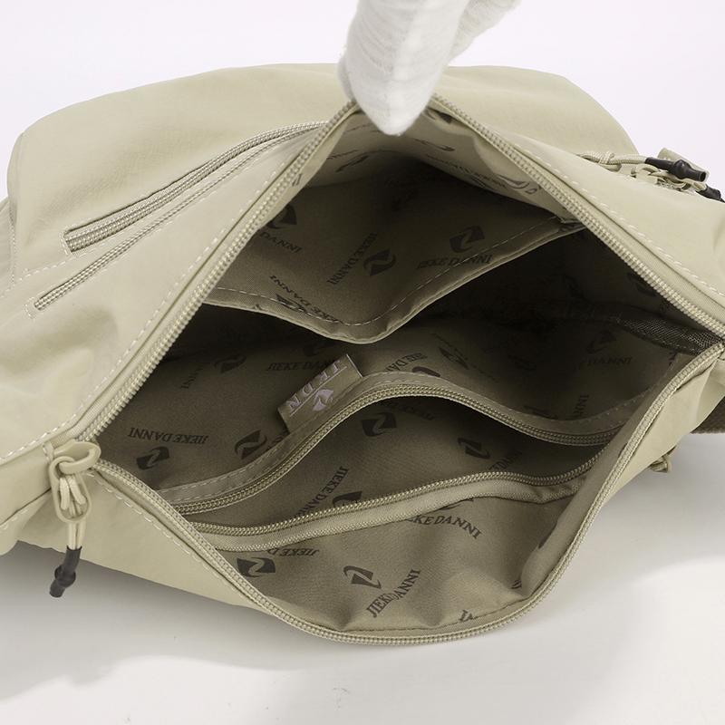 Bolso cruzado ligero de nailon para mujer con múltiples compartimentos con cremallera para viajes y uso diario
