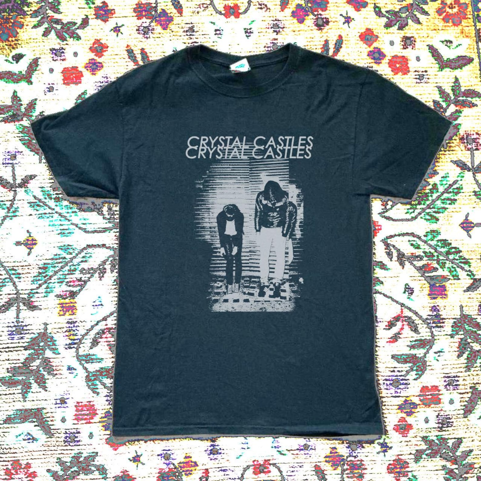 Crystal Castles Band T-Shirt, 90s Alt Rock Cotton Tee, Retro Graphic Shirt L